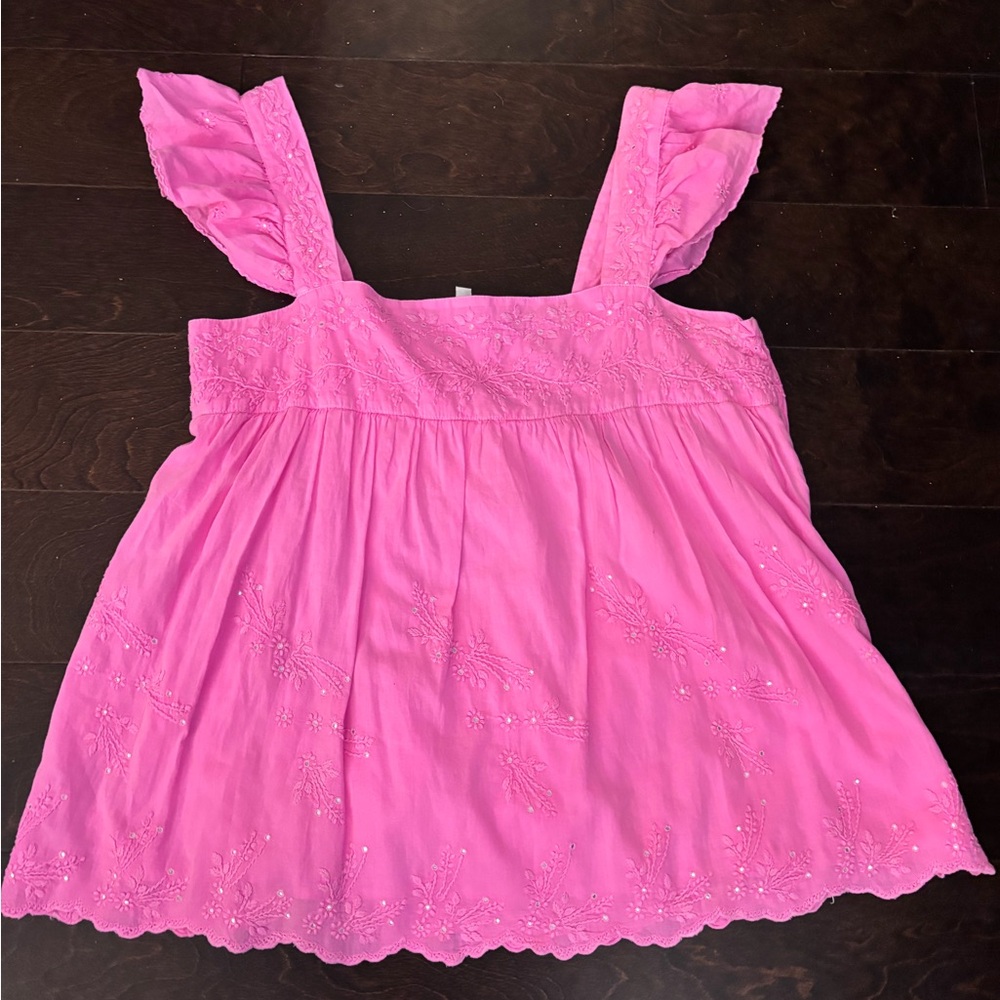 Juliet Dunn embellished Babydoll Top in Hot Pink - sold out $380